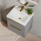 Fluted Front Wall Hung Vanity Basin Unit with Choice of Size, Colour and Handle Options
