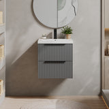 Fluted Front Wall Hung Vanity Basin Unit with Choice of Size, Colour and Handle Options