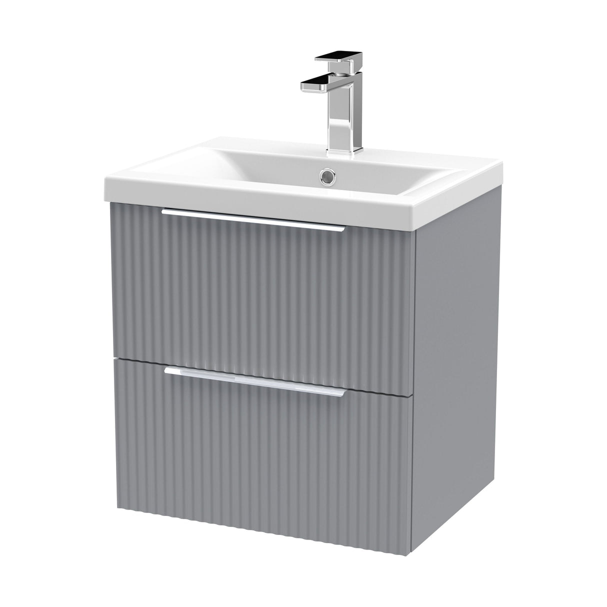 [BFFF292A] Tixall Fluted Front Wall Hung Vanity Basin Unit with Choice of Size, Colour and Handle Options - Cutout