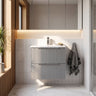 [BFFF292B] Tixall Fluted 2 Drawer Wall Hung Vanity Unit with Minimalist Basin - Choice of Size and Colour - Silo