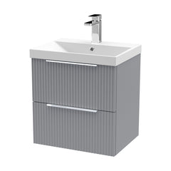 [BFFF292D] Tixall Fluted 2 Drawer Wall Hung Vanity Unit with Thin Edge Basin - Choice of Size and Colour - Cutout