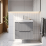 [BFFF292D] Tixall Fluted 2 Drawer Wall Hung Vanity Unit with Thin Edge Basin - Choice of Size and Colour - Silo