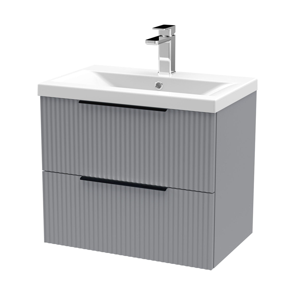 [BFFF293AH225] Tixall Fluted Front Wall Hung Vanity Basin Unit with Choice of Size, Colour and Handle Options - Cutout