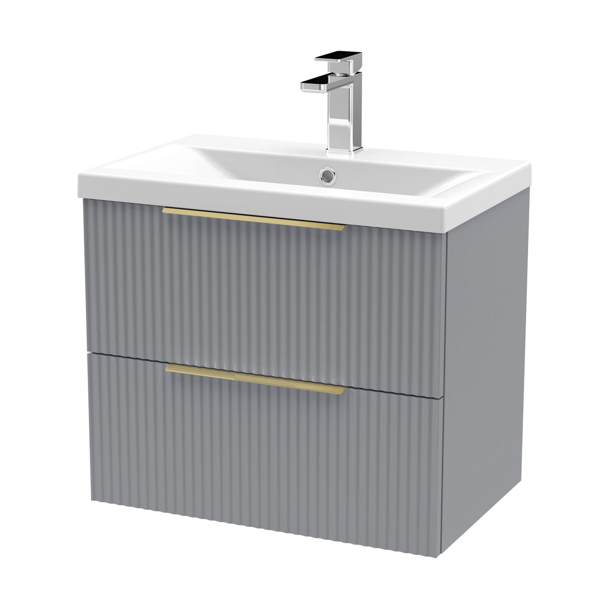 [BFFF293AH325] Tixall Fluted Front Wall Hung Vanity Basin Unit with Choice of Size, Colour and Handle Options - Cutout
