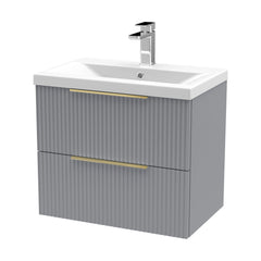 [BFFF293AH325] Tixall Fluted Front Wall Hung Vanity Basin Unit with Choice of Size, Colour and Handle Options - Cutout