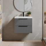 Fluted Front Wall Hung Vanity Basin Unit with Choice of Size, Colour and Handle Options