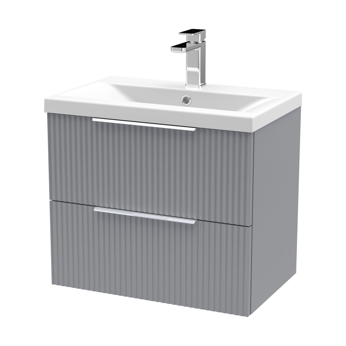 [BFFF293A] Tixall Fluted Front Wall Hung Vanity Basin Unit with Choice of Size, Colour and Handle Options - Cutout