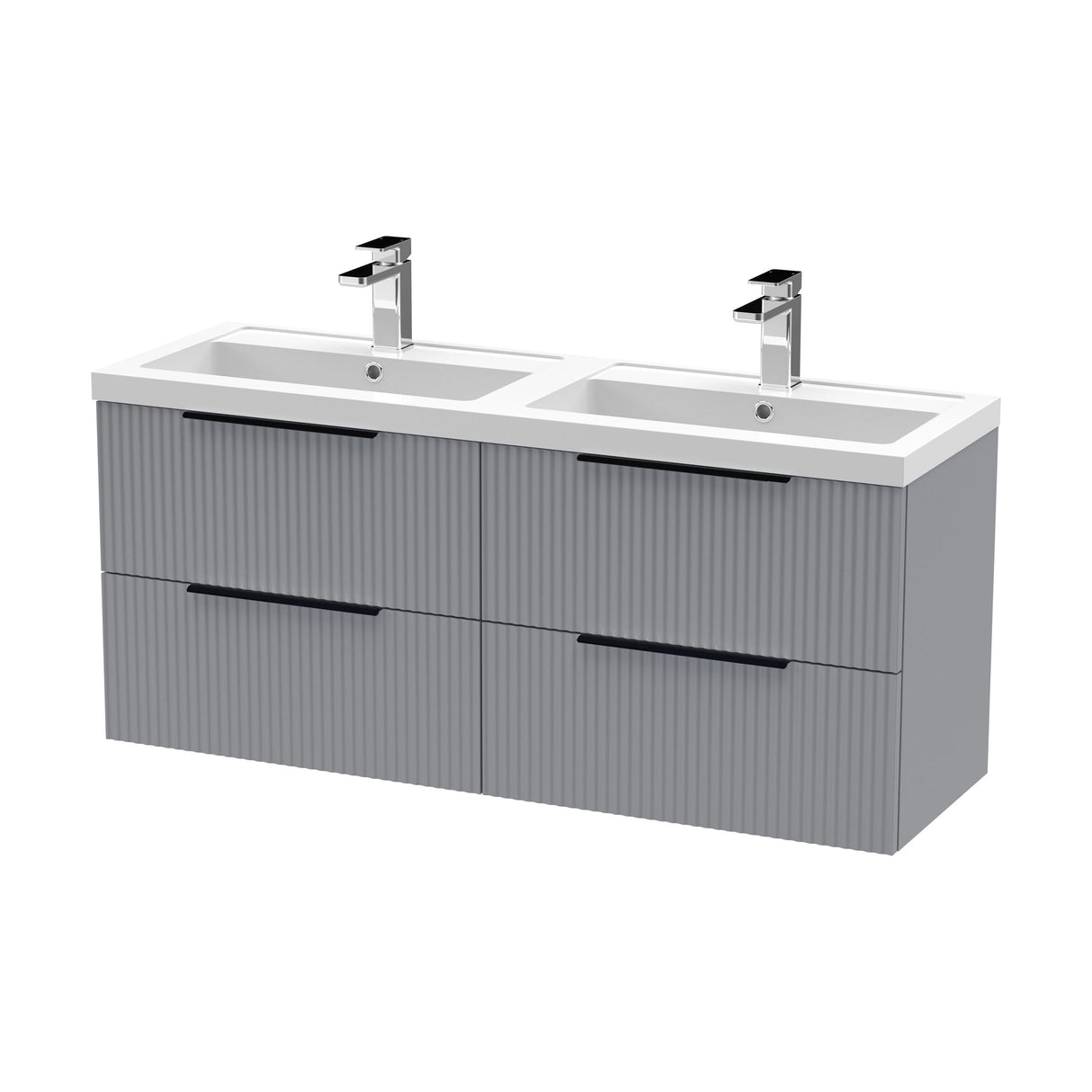[BFFF293CH225] Tixall Fluted Front Wall Hung Vanity Basin Unit with Choice of Size, Colour and Handle Options - Cutout