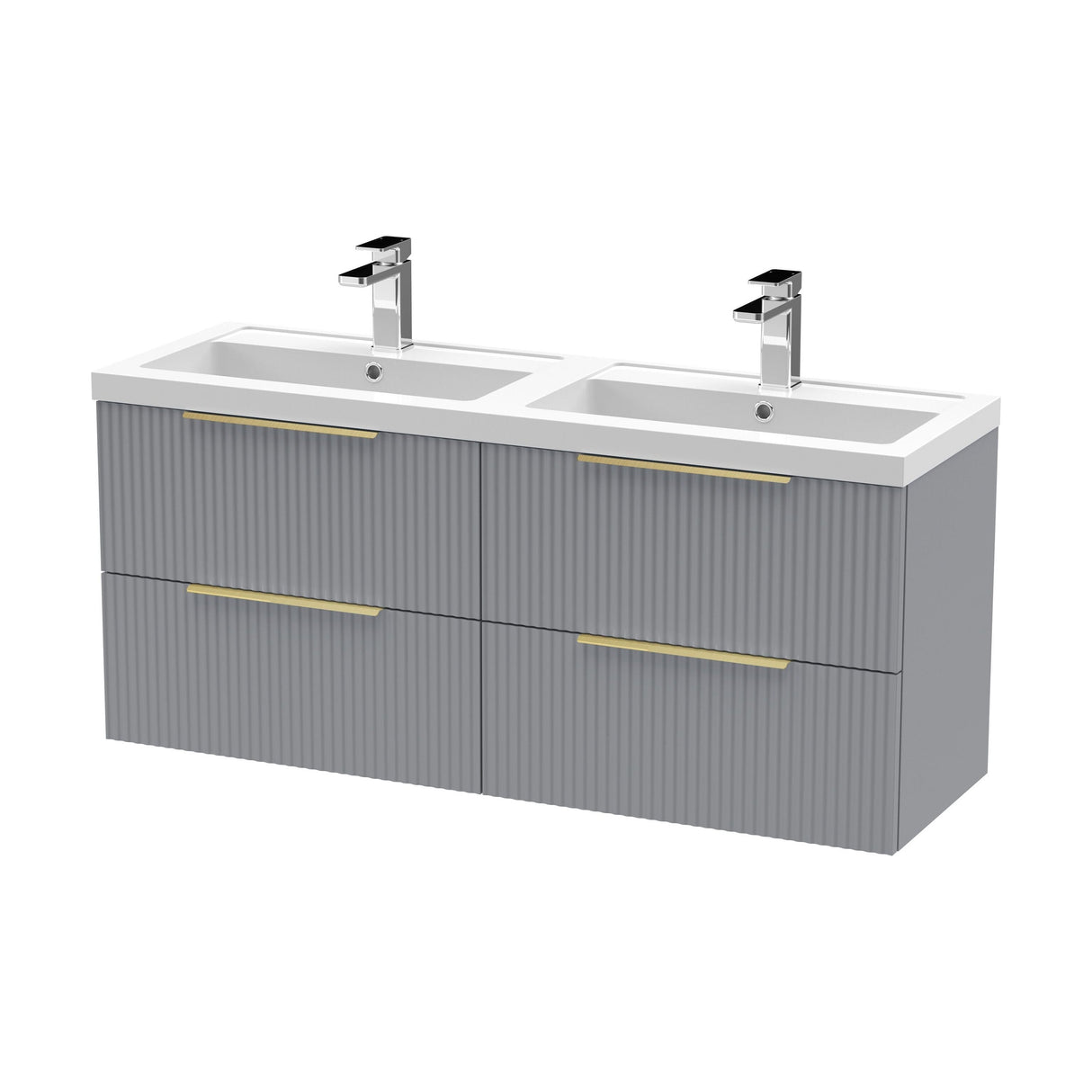 [BFFF293CH325] Tixall Fluted Front Wall Hung Vanity Basin Unit with Choice of Size, Colour and Handle Options - Cutout