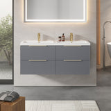 Fluted Front Wall Hung Vanity Basin Unit with Choice of Size, Colour and Handle Options