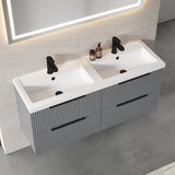 Fluted Front Wall Hung Vanity Basin Unit with Choice of Size, Colour and Handle Options