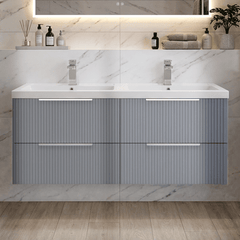 [BFFF293C] Tixall Fluted Front Wall Hung Vanity Basin Unit with Choice of Size, Colour and Handle Options - Silo