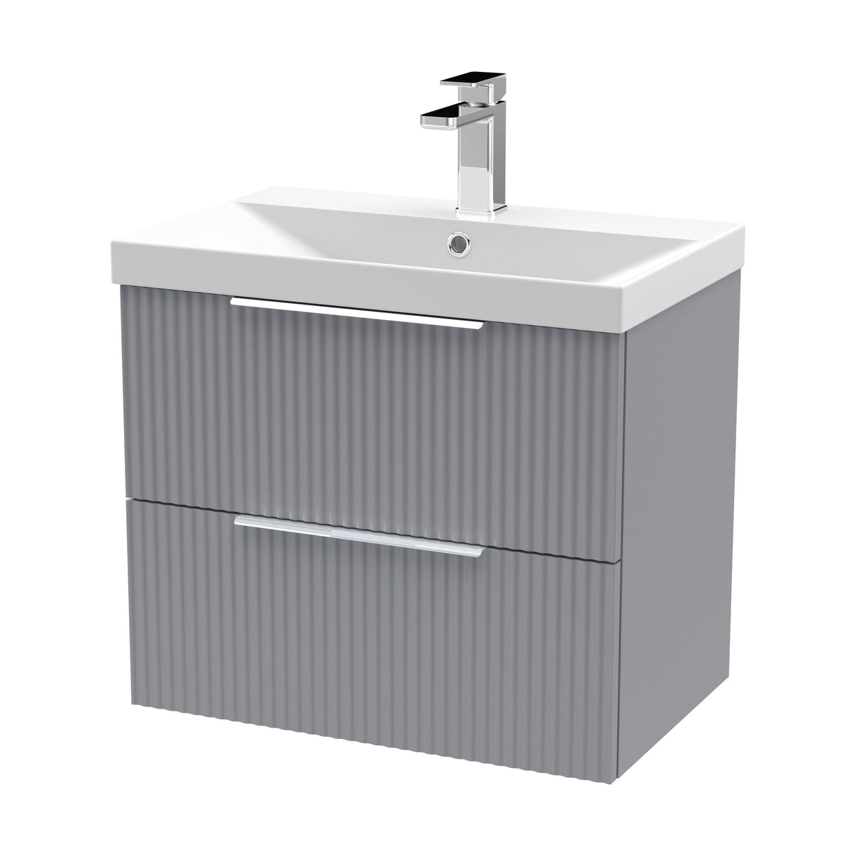 [BFFF293D] Tixall Fluted 2 Drawer Wall Hung Vanity Unit with Thin Edge Basin - Choice of Size and Colour - Cutout