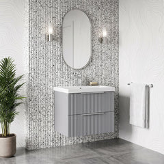 [BFFF293D] Tixall Fluted 2 Drawer Wall Hung Vanity Unit with Thin Edge Basin - Choice of Size and Colour