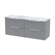 [BFFF293LBG2] Tixall Fluted 4 Drawer Wall Hung Vanity Unit with Laminate Worktop, Satin Grey, 1200mm - Cutout