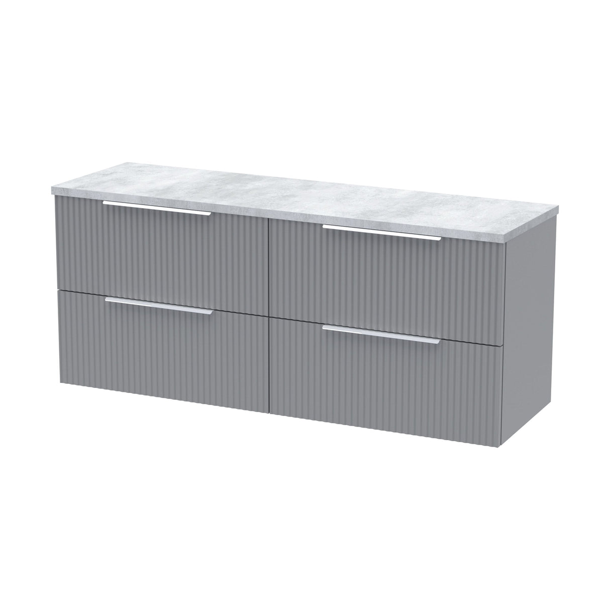 [BFFF293LBG2] Tixall Fluted 4 Drawer Wall Hung Vanity Unit with Bellato Grey Laminate Worktop - Choice of Colour - Cutout