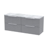 [BFFF293LBG2] Tixall Fluted 4 Drawer Wall Hung Vanity Unit with Bellato Grey Laminate Worktop - Choice of Colour - Cutout