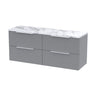 [BFFF293LCM2] Tixall Fluted 4 Drawer Wall Hung Vanity Unit with Carrera Marble Laminate Worktop - Choice of Colour - Cutout