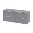 [BFFF293W2] Tixall Fluted 4 Drawer Wall Hung Vanity Unit with Worktop, Satin Grey, 1200mm - Cutout
