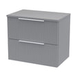 [BFFF293W] Tixall Fluted 2 Drawer Wall Hung Vanity Unit with Worktop, Satin Grey, 600mm - Cutout