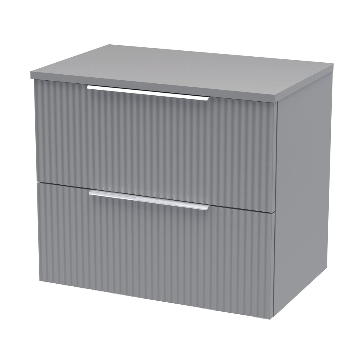 [BFFF293W] Tixall Fluted 2 Drawer Wall Hung Vanity Unit with Worktop - Choice of Size and Colour - Cutout