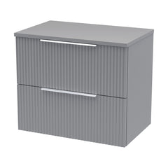 [BFFF293W] Tixall Fluted 2 Drawer Wall Hung Vanity Unit with Worktop - Choice of Size and Colour - Cutout