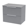 [BFFF293W] Tixall Fluted 2 Drawer Wall Hung Vanity Unit with Worktop - Choice of Size and Colour - Cutout