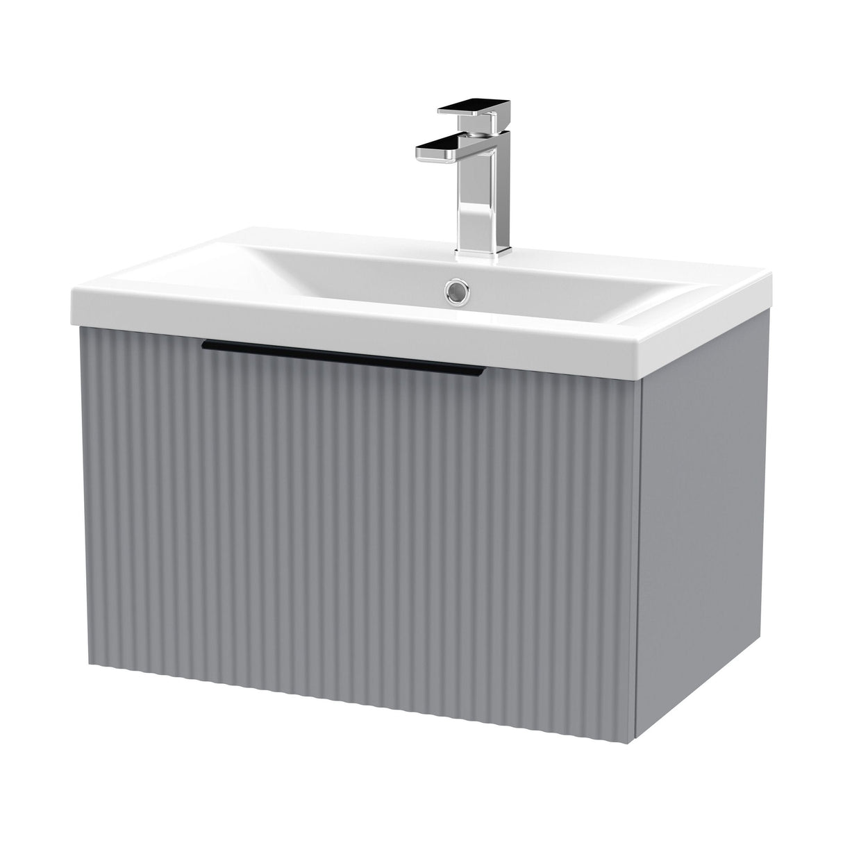 [BFFF294AH225] Tixall Fluted Front Wall Hung Vanity Basin Unit with Choice of Size, Colour and Handle Options - Cutout