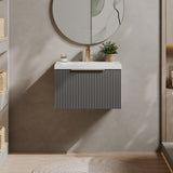 Fluted Front Wall Hung Vanity Basin Unit with Choice of Size, Colour and Handle Options