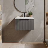Fluted Front Wall Hung Vanity Basin Unit with Choice of Size, Colour and Handle Options