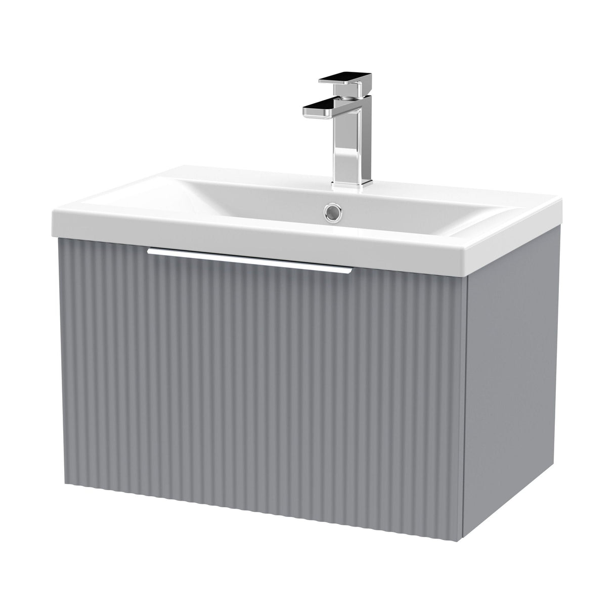 [BFFF294A] Tixall Fluted Front Wall Hung Vanity Basin Unit with Choice of Size, Colour and Handle Options - Cutout