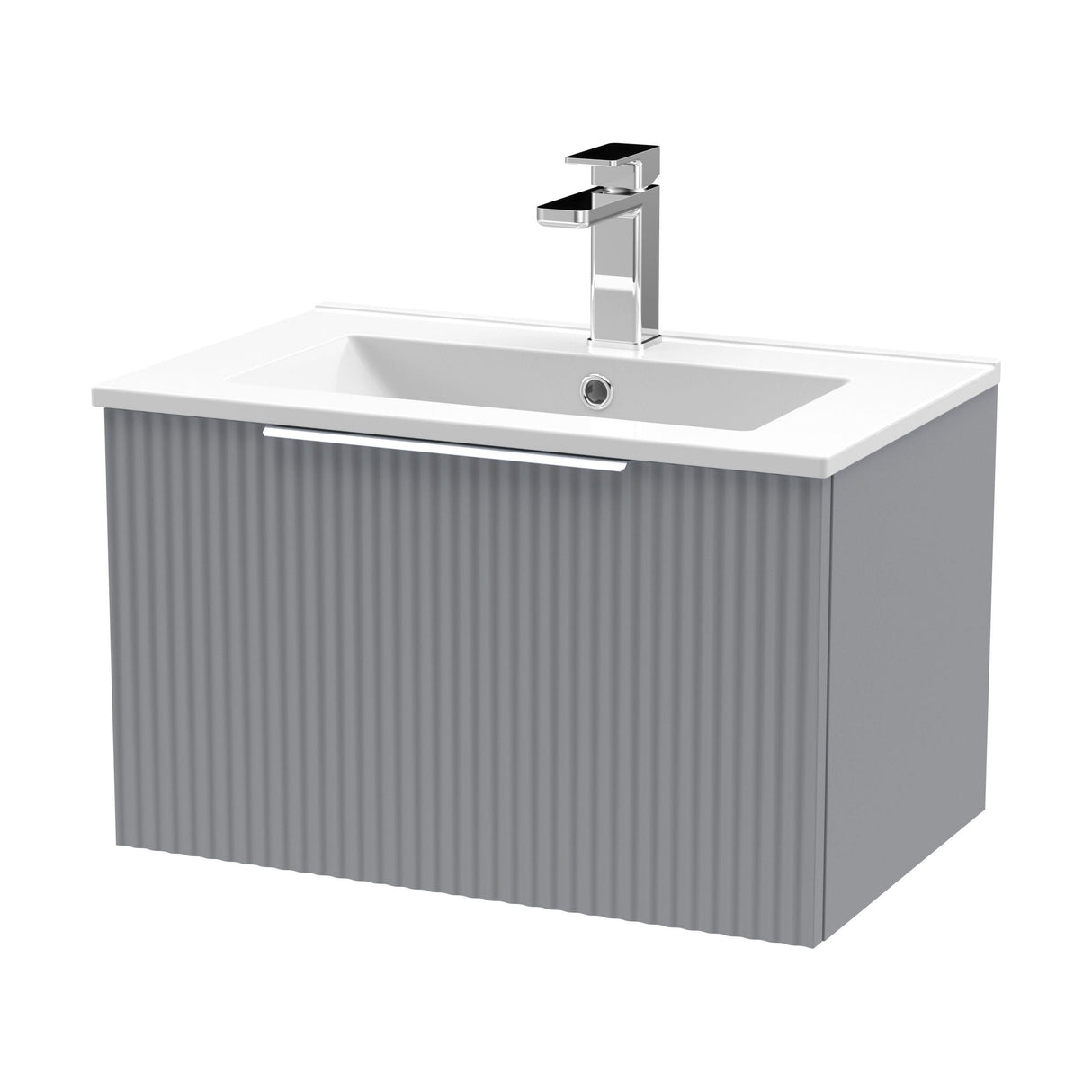 [BFFF294B] Tixall 1 Drawer Wall Hung Vanity Basin Unit with 1 Tap Hole Minimalist Ceramic Basin, Choice of Size and Colour - Cutout