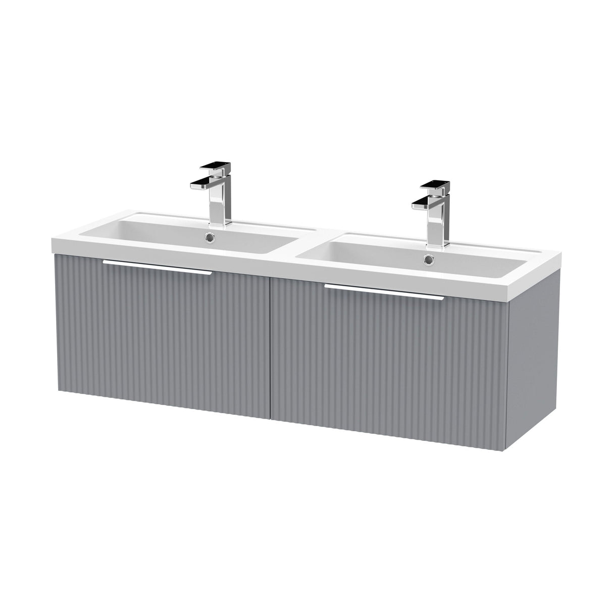 [BFFF294C] Tixall Fluted Front Wall Hung Vanity Basin Unit with Choice of Size, Colour and Handle Options - Cutout