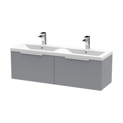 [BFFF294F] Tixall Fluted 2 Drawer Wall Hung Vanity Unit with Double Basin - Choice of Colour - Cutout