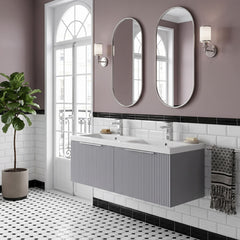 [BFFF294F] Tixall Fluted 2 Drawer Wall Hung Vanity Unit with Double Basin - Choice of Colour
