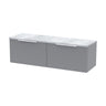[BFFF294LBG2] Tixall Fluted 2 Drawer Wall Hung Vanity Unit with Bellato Grey Laminate Worktop - Choice of Colour - Cutout