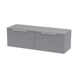 [BFFF294W2] Tixall Fluted 2 Drawer Wall Hung Vanity Unit with Worktop, Satin Grey, 1200mm - Cutout