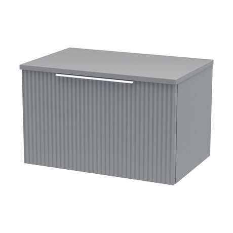 [BFFF294W] Tixall Fluted 1 Drawer Wall Hung Vanity Unit with Worktop, Satin Grey, 600mm - Cutout