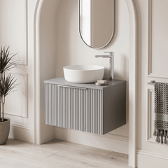[BFFF294W] Tixall Fluted 1 Drawer Wall Hung Vanity Unit with Worktop - Choice of Size and Colour