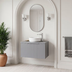 [BFFF294W] Tixall Fluted 1 Drawer Wall Hung Vanity Unit with Worktop - Choice of Size and Colour