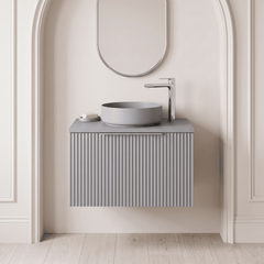 [BFFF294W] Tixall Fluted 1 Drawer Wall Hung Vanity Unit with Worktop - Choice of Size and Colour - Silo