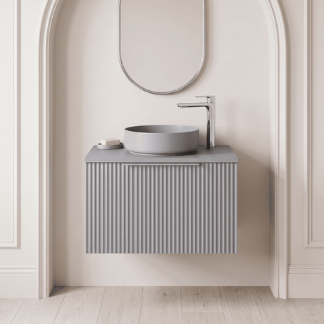 [BFFF294W] Tixall Fluted 1 Drawer Wall Hung Vanity Unit with Worktop - Choice of Size and Colour - Silo