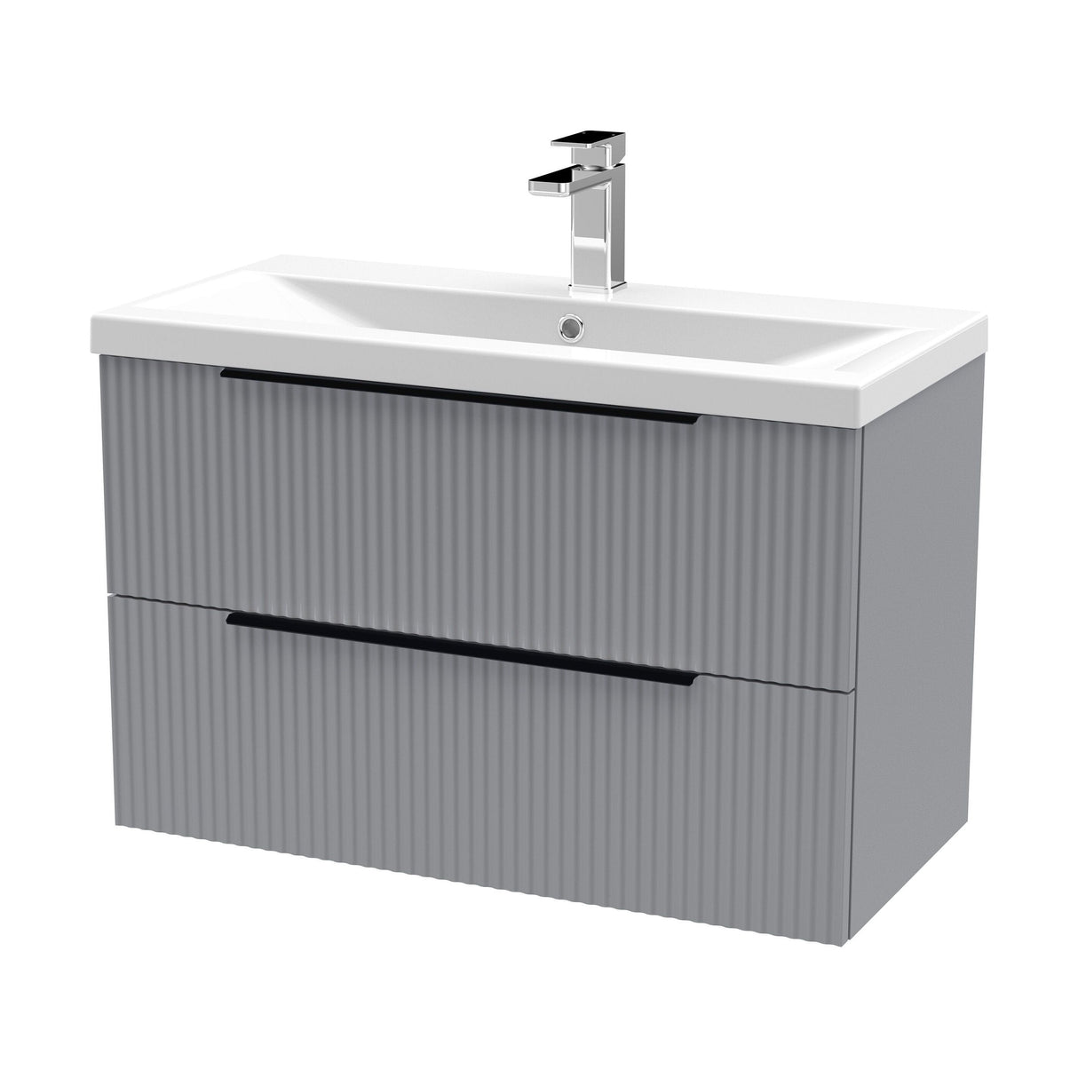 [BFFF295AH226] Tixall Fluted Front Wall Hung Vanity Basin Unit with Choice of Size, Colour and Handle Options - Cutout