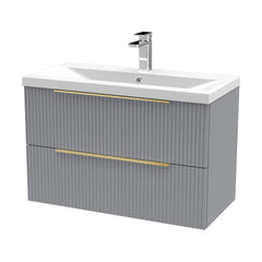 [BFFF295AH326] Tixall Fluted Front Wall Hung Vanity Basin Unit with Choice of Size, Colour and Handle Options - Cutout