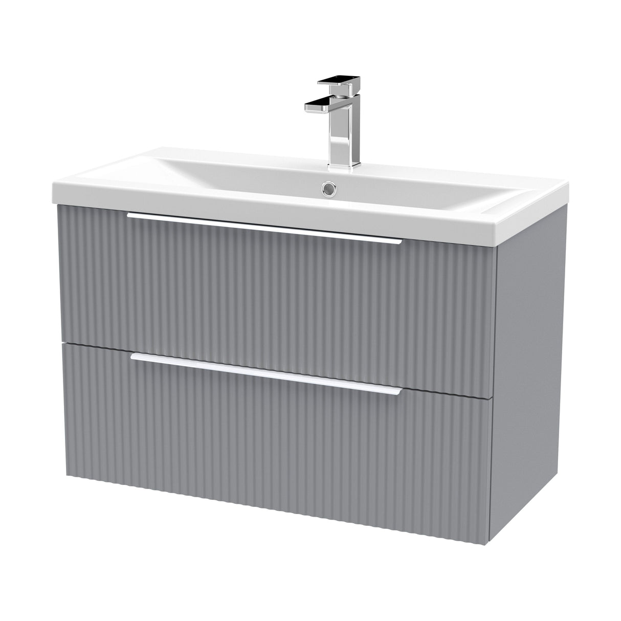 [BFFF295A] Tixall Fluted Front Wall Hung Vanity Basin Unit with Choice of Size, Colour and Handle Options - Cutout
