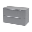 [BFFF295W] Tixall Fluted 2 Drawer Wall Hung Vanity Unit with Worktop, Satin Grey, 800mm - Cutout