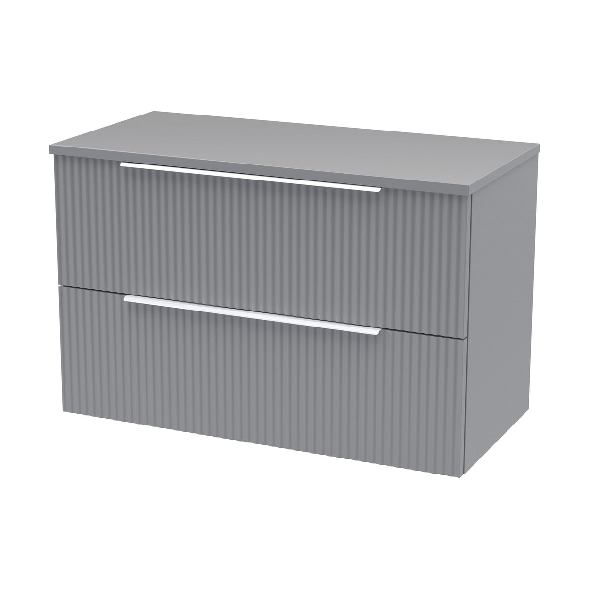 [BFFF295W] Tixall Fluted 2 Drawer Wall Hung Vanity Unit with Worktop - Choice of Size and Colour - Cutout