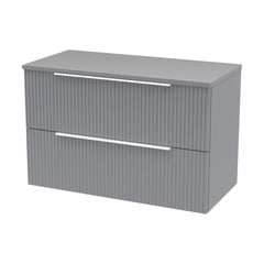 [BFFF295W] Tixall Fluted 2 Drawer Wall Hung Vanity Unit with Worktop - Choice of Size and Colour - Cutout