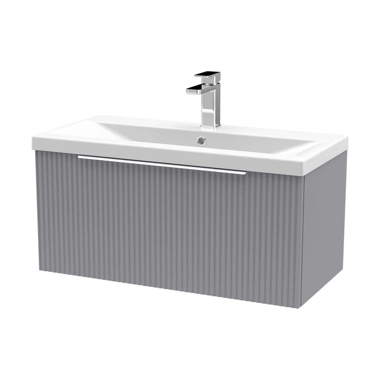 [BFFF296A] Tixall Fluted Front Wall Hung Vanity Basin Unit with Choice of Size, Colour and Handle Options - Cutout