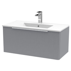 [BFFF296B] Tixall 1 Drawer Wall Hung Vanity Basin Unit with 1 Tap Hole Minimalist Ceramic Basin, Choice of Size and Colour - Cutout